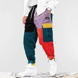 Stussy x Coursemy Corduroy Colorful Patchwork Streetwear Men's Pants